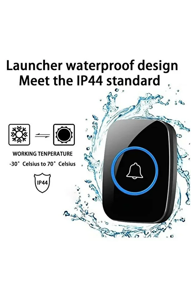 Kablosuz Kumandalı Kapı Zili Led Işıklı 60 Melodi 300 Metre Mesafe Ev Ofis Depo